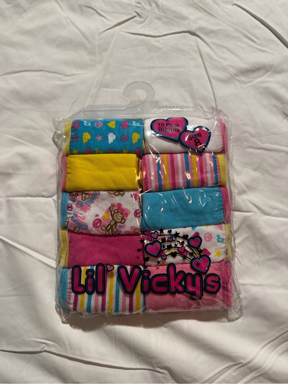 NWT 10 pack Lil Vicky’s Girls Bikini Panties Size 8, New Sealed